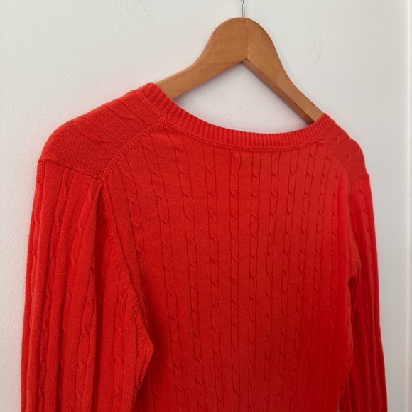 Y2K Womens Old Navy Orange Cable Knit Sweater Womens M Fitted Preppy Stretchy - Picture 8 of 8